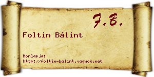 Foltin Bálint névjegykártya